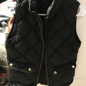 Black j crew quilted down vest